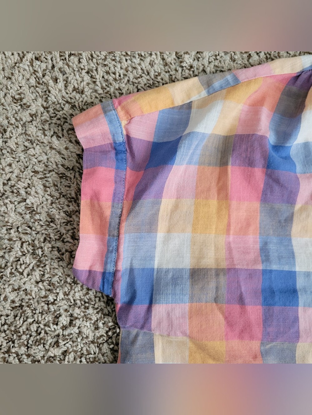 Madewell Hilltop Shirt Rainbow Check Top Button Up Down Plaid Blue Orange Small - Picture 5 of 8